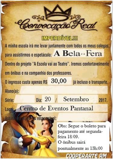 Teatro - A Bela e a Fera - Vespertino
